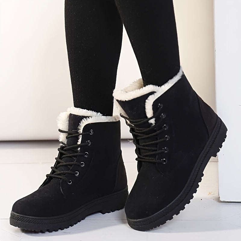 Women's Winter Ankle Snow Boots - Warm Fur Lined - Fabric Insole - Durable Outdoor Footwear